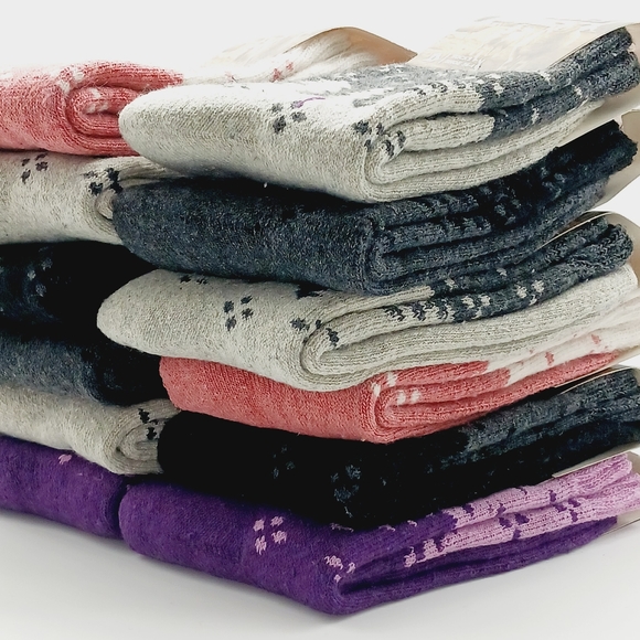 ⚫️  12 Lamb Wool Crew Socks/Thermal Warm Winter Boot Socks Size 9-11 Wom… - Picture 5 of 12